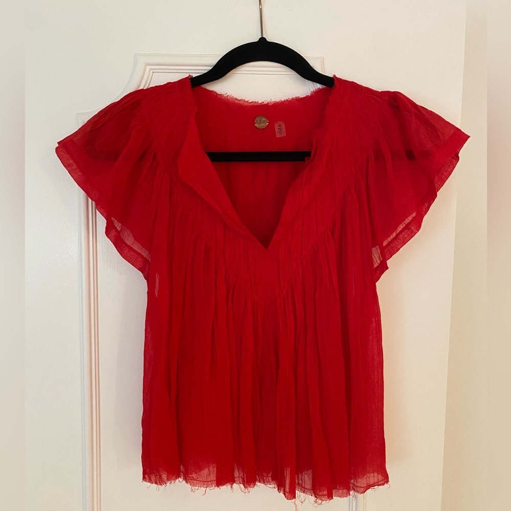 Free People, red loose top, size S. Never worn. Like new. NWOT
